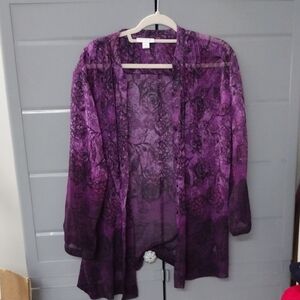 XL Charter Club Purple Patterned Cardigan